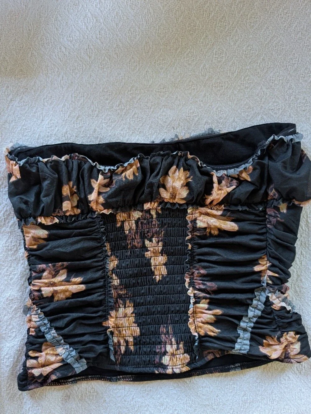 NWOT Free People Scottie Tube Top Tropic Night Smocked Floral Medium